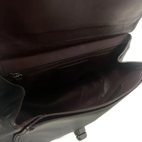 Coach Tea Rose Top Handle Bag Black and Oxblood Leather - Picture 13 of 14